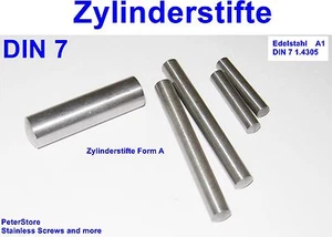 Zylinderstifte Form A Toleranzfeld m6 DIN 7 1.4305 Edelstahl A1 3mm 4mm 5mm 6mm - Bild 1 von 1