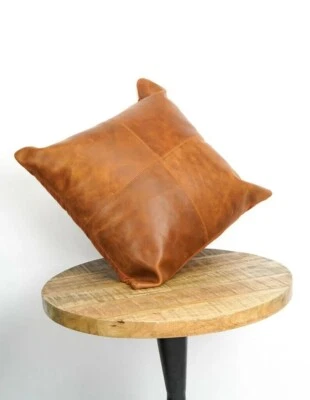 Genuine Leather Pillow Cover Real Leather Soft Cushion Cover Throw Case - Image 1 of 4
