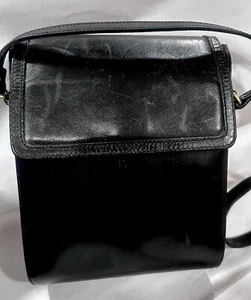 BALLY  Cross Body Hard Shell Black GENUINE LEATHER HANDBAG PURSE SIGNED - Picture 1 of 10