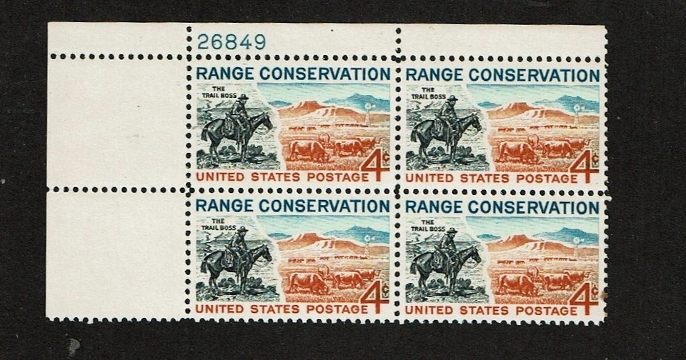 1961 U.S Commem 4c RANGE CONSERVATION  Plt #Blk of 4  Sc#1176 M/NH/OG/Pristine - Image 1 of 1