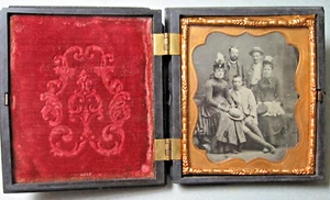 1800's  Union Case with Sixth Plate Tintype of Five Unidentified People - Picture 1 of 5