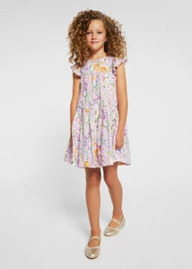 ABITO VESTITO RAGAZZA MAYORAL 6960 06960 56 LILLA LINO ORIGINALE PE 2022 - Picture 1 of 4