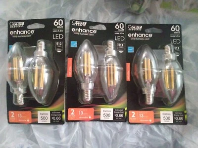 Feit Electric Enhance 60W Candelabra Dimmable Soft White LEDLight Bulb (6 bulbs) - Image 1 of 2