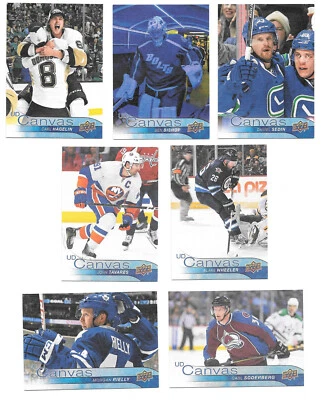 Lot of 7 2016-17 Upper Deck Canvas Inserts Bishop Rielly Sedin Tavares Wheeler - Image 1 of 2