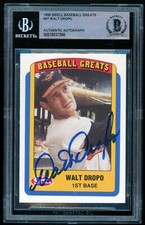 WALT DROPO 1990 Swell Baseball Greats #57 Signed Auto Beckett BAS Certified