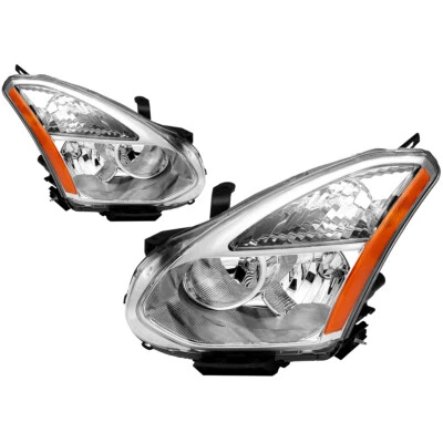 Conjunto de faros halógenos para Nissan Rogue 2008-2013 cromados con reflectores ámbar Foto 1 de 4