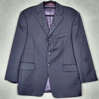 NORDSTROM Suit Jacket Mens 40R Blue Career Wedding 100% Wool Italian Fabric - Image 1 of 4