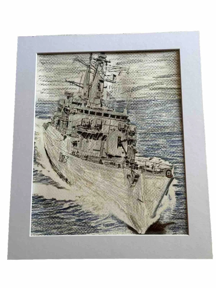 Mark Leary Art Coloured Pencil Drawing Silver Lady Hms Arrow - Image 1 of 1