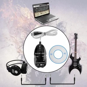 Guitar to USB Sound Player Sound Card Effector Link Audio Cable (Black) - Afbeelding 1 van 7