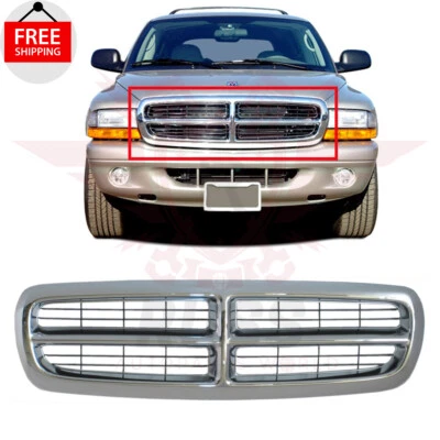 New Front Grille Chrome With Black Fits 1997-2004 DODGE DAKOTA 1998-2003 DURANGO Foto 1 de 4