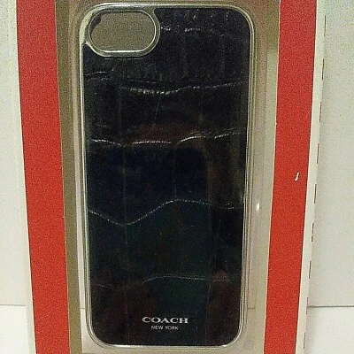 Coach iPhone 5 Case Signature Black EMB CROC 68965B New b12 Foto 1 de 3