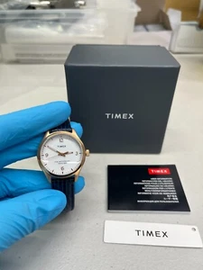 Timex Women's Watch Waterbury White Dial Navy Blue Leather Strap TW2U97600VQ NEW - Picture 1 of 8