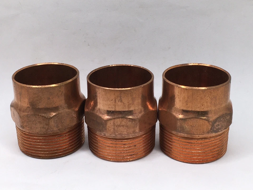 1-1/2" Nibco 604-CB Copper Solder x Wrot Male Thread Pressure Adapter Lot of (3) - Image 1 of 1