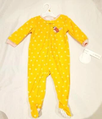 New Koala Kids Girls Pink And Yellow Bird Fleece Sleeper - 12 Months - Image 1 of 2