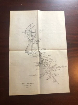 Mapa de dibujo a lápiz vintage de la campaña de Atlanta de la Guerra Civil de 1864 Foto 1 de 3
