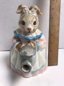 Heritage Mint LTD. Tea Pot Rabbit in Pink Dress Holding Watering Can - Picture 1 of 12