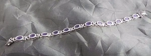 GORGEOUS VINTAGE STERLING SILVER & AMETHYST BRACELET - Picture 1 of 6