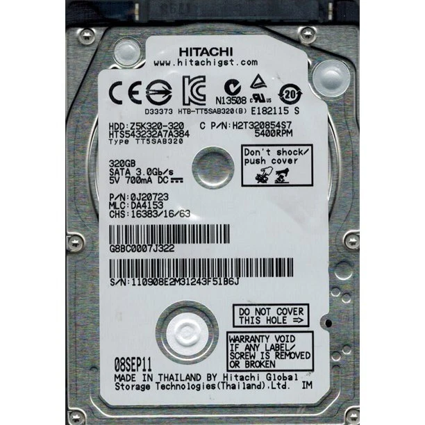 HTS543232A7A384 Hitachi 320GB 7mm 2.5" SATA 0J20723 - Image 1 of 1