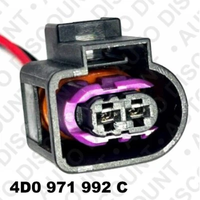 Connecteur prise fiche 2 broches injecteur POUR VW AUDI SEAT SKODA, 4D0971992C - Photo 1/4