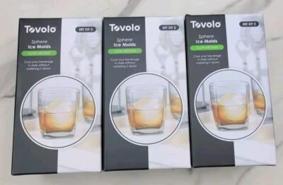 TOVOLO Esfera Moldes de Hielo Apilables Juego de 2 Nuevos En Caja 3 Caja Lote 6 Moldes en Total! Foto 1 de 4