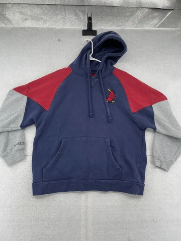 St Louis Cardinals Hoodie Adult Medium Navy Blue Sweatshirt Mitchell & Ness Men Cover