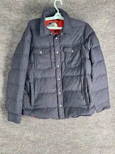 The North Face Cook 550 Goose Down Jacket Men M Blue Puffer Snap Button Logo - Picture 1 of 19