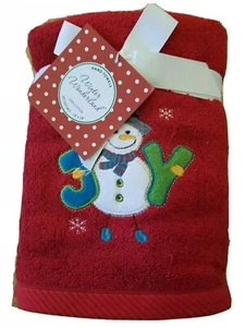 Winter Wonderland Juego de 2 Toallas de Mano Muñeco de Nieve Rojo Navidad Bordadas Nuevo  - Imagen 1 de 12