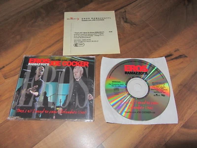 EROS RAMAZZOTTI + JOE COCKER That's All 1998 EURO promo CD single + german info - Image 1 of 2
