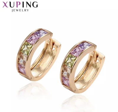 Creolen Klapp 18k vergoldet mit Swarovski Damen Mädchen ohrringe * - Bild 1 von 4