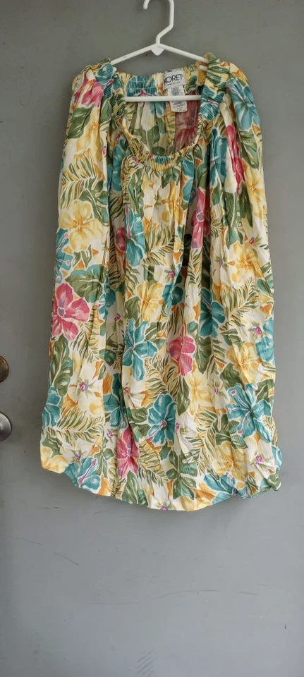 Falda Floral Vintage Años 80 o 90 Tropical Dorada Niñas Abuela Miami Foto 1 de 3