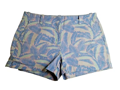 Shorts feminino Vineyard Vines tamanho 12 folha de banana todos os dias azul rosa algodão - Imagem 1 de 4