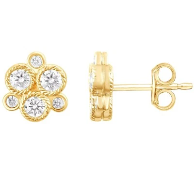 Pendiente para mujer Judith Ripka oro amarillo 14K 1/2 CTW diamante flor Foto 1 de 3