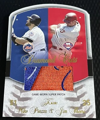 Mike Piazza 2005 - Jim Thome 04/10 Fleer Flair cortes de diamante súper parche #DC-MP2 Foto 1 de 3