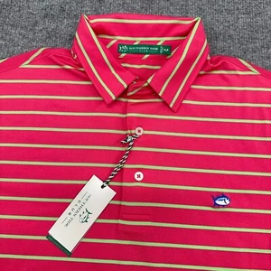 Southern Tide Polo Shirt Mens Medium Ultra Pink Striped Performance Fit Stretch - Picture 1 of 11