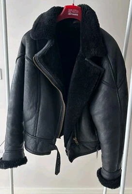 CHAQUETA VOLADORA AVIADOR NEGRA - HECHA A MANO - CHAQUETA DE PIEL DE OVEJA CALIDAD MEDIA-ALTA Foto 1 de 4