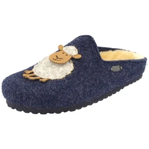 Supersoft Damen Hausschuhe Clogs 522-298 "Schaf" gefüttert Filz Pantoffeln Navy