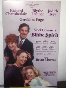 BLITHE SPIRIT Window Card Poster+ PLAYBILL+ Ticket Stub RICHARD CHAMBERLAIN 1987 - Picture 1 of 6