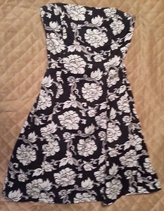 WHBM Size 2 Black and White Floral Pattern Strapless Sundress - Picture 1 of 3