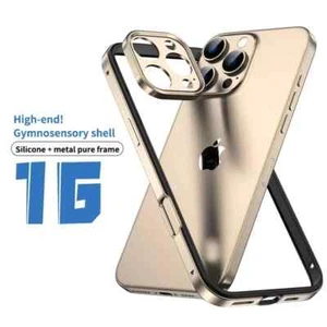 Metal Silicone Bumper Case For iPhone 16 Pro Max 15 14 Alloy Camera Hollow Cover - Picture 1 of 11