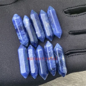 10pcs Natural Obelisk Sodalite quartz crystal Wand Double Point Reiki Healing - Picture 1 of 12