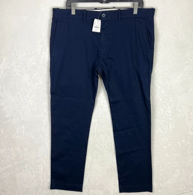 J Crew Chino Pants Mens 36x30 New Navy Blue Slim Straight Stretch Flex Khaki - Image 1 of 4
