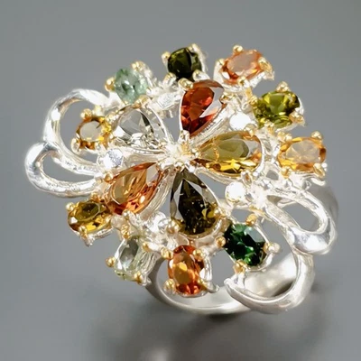 Handmade Natural Tourmaline Ring 925 Sterling Silver Size 6.5 /R446143 - Image 1 of 4