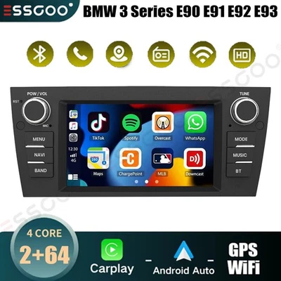 7" Android 14 Car Stereo 64G Radio BT For BMW 3 Series E90 E91 E92 E93 2005-2012 - Image 1 of 4