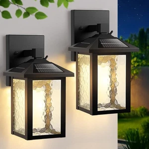 Solar Wall Lights Outdoor, Aluminum Dusk to Dawn LED Porch Light, 3000K/5000K... - Picture 1 of 7