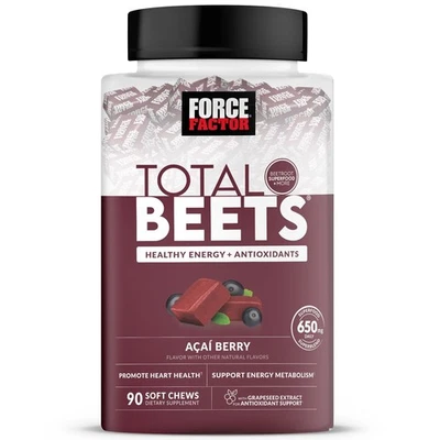 Force Factor Total Remolacha Masticable Suave Baya de Açai - 90 ct - Apoyo para Corazón y Energía Foto 1 de 4