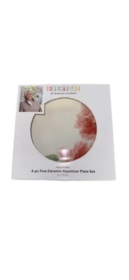 Juego de 4 platos pequeños aperitivos MSE Everyday Martha Stewart rosa floral peonía 6" Foto 1 de 4