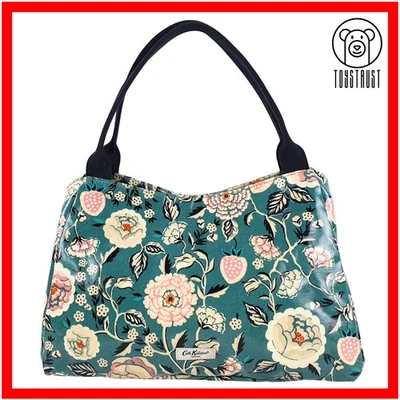 Cath Kidston New Day Shoulder Bag Strawberry Garden Teal Blue Oilcloth CP78 - image 1 of 4