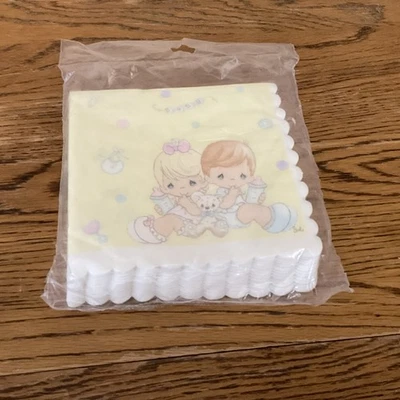 Precious Moments Pink Or Blue 16 Dessert Napkins Hallmark Baby Shower Party NOS - Image 1 of 4