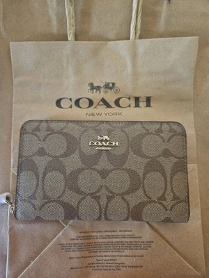 Cartera Coach para mujer mediana con cremallera ID nueva con etiquetas en lona exclusiva/dorada/bronceada/marrón CW781 Foto 1 de 4