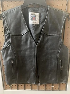 Leather Motorcycle Riding Vest Womens sz L fits like M - Picture 1 of 2